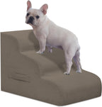 Dog Steps for Small Dogs, 3-Step Pet Ramp Stairs for High Beds and Sofa, Non-Slip Pet Stairs for Small Dogs and Cats, Removable and Easy to Clean Cover, Light Brown