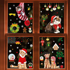 Christmas Window Clings Cat Dog Stickers for Window Glass, 290 PCS 18 Sheets Xmas Decals Decorations Christmas Cat Tree Bells Decals for Holiday Party(Dog and Cat)