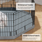 PJYuCien Dog Playpen, 8 Panels 42”H Dog Playpen Indoor with Grey Bottom Pad and Top Cover, Metal Foldable Dog Pen for Indoor Use, Better for Small Medium Animals, Grey