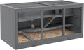 PawHut 45" Extra Large Wooden Hamster Cage, 3-Layer Chewproof Rat Cage with Opening Roof, Hut, Ramps, for Gerbil, Dwarf & Syrian Hamsters, Gray