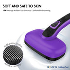 Dog Brush Kit - Self-Cleaning Slicker Brush with Bath Brush & Undercoat Rake | Deshedding Tools for Large - Small Dogs & Cats, Professional 3-in-1 Pet Grooming Set for Heavy Shedding, Purple