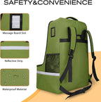 LARIPOP Car Seat Travel Bag for Airplane Gate Check Approved, Padded Backpack with Adjustable Straps, Reflective Strips & Protective Feet for Infant Convertible Booster Seats, Green