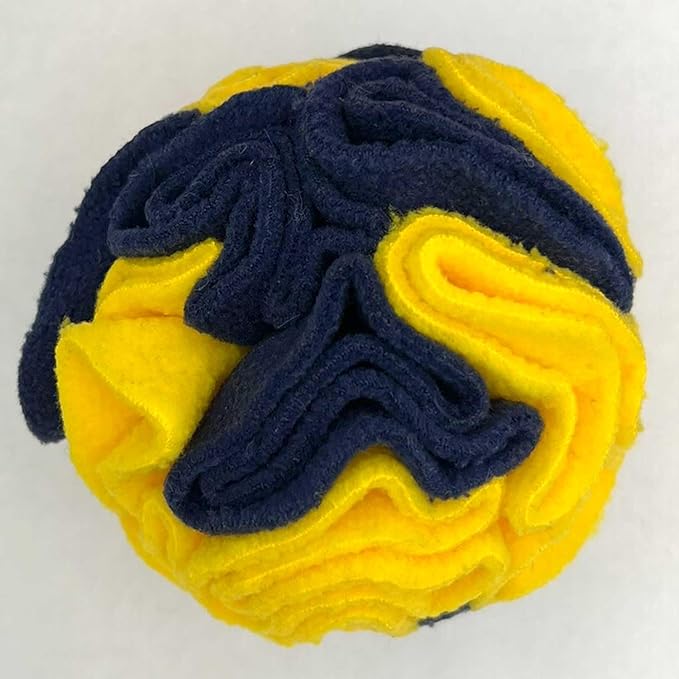 Glory To Dog Puppy and Small Breed Snuffle Interactive Foraging Dog Puzzle Ball Toy Bright Yellow and Royal Blue