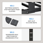 18 Inch King Size Bed Frame, 3500Lbs Heavy Duty Metal Platform with Round Corner Legs Mattress Slide Stopper, Steel Slat Support No Box Spring Needed, Noise Free, Non-Slip, Easy Assembly