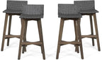 Christopher Knight Home La Brea Outdoor Wood & Wicker Barstools (Set of 4), Gray
