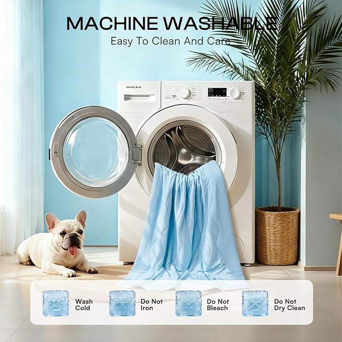 Luciphia Premium Cooling Dog Blanket Washable Q-MAX>0.5 Small Medium Large Pet Mat Puppy Cat Self-Cooling Soft Breathable Calming Throw for Sofa Crate Bed (Light Blue,25x35 inches)