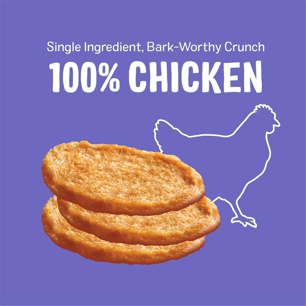 Three Dog Bakery Bark’N Crunch! Chicken Chips, Crunchy Treats for Dogs, Single Ingredient, High Protein Snacks, No Artificial Flavors or Colors, Made in The USA, 4oz