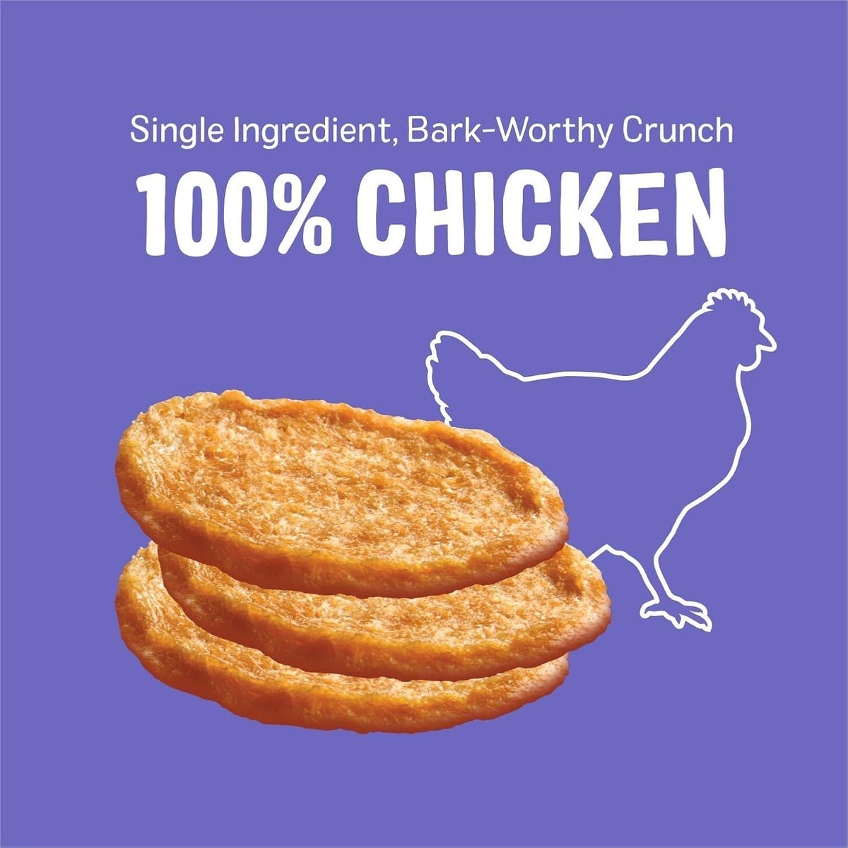 Three Dog Bakery Bark’N Crunch! Chicken Chips, Crunchy Treats for Dogs, Single Ingredient, High Protein Snacks, No Artificial Flavors or Colors, Made in The USA, 4oz