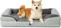 EHEYCIGA Orthopedic Dog Beds for Large Dogs, Waterproof Memory Foam Large Pet Bed with Sides, Non-Slip Bottom and Egg-Crate Foam Dog Couch Bed with Washable Removable Cover, Greyish Green