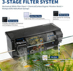 Hang-on-Back Aquarium Filter Box with Reusable Filter Media, Waterfall Oxygenation, Fits High & Low Water Level, for 5-10 Gallon Fish & Turtle Tank (Pump Not Included)