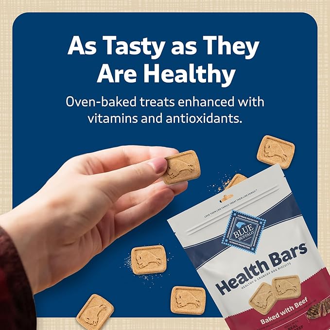 Blue Buffalo Health Bars Crunchy Dog Biscuits, Oven-Baked With Natural Ingredients, Beef, 16-oz Bag