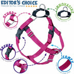 2 Hounds Design Freedom No Pull Dog Harness and Leash, 5/8" MD, Raspberry | Promotes Easy Walking & Comfortable Control, Secure Fit, Adjustable Harness and Leash Set for Medium Sized Dogs, Made in USA