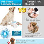 Rechargeable Automatic Dog Paw Cleaner, 2 in 1 Dog Paw Washer Cup | Portable Pet Paw Cleaner with Soft Silicone Brush, 7.4V High Power, Dog Foot Washer Suitable for Big Dog/Cat Grooming, Blue