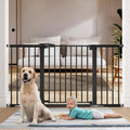 BABELIO 36" Tall Baby Gate, 29-55" Auto Close Pressure Mounted Dog Gate for Doorways & Hallway, Pressguard Basics Easy Walk Thru Pet Gate, Extra Wide Metal Child Gate, Black