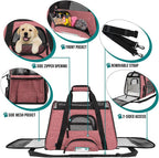 PetAmi Airline Approved Pet Carrier for Cat, Soft Sided Dog Carrier Small Dog, Cat Travel Supply Accessories Indoor Cats, Ventilated Pet Carrying Bag Medium Large Kitten Puppy, Small Heather White Red
