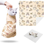 27.5" Large Cat Wrap for Nail Trimming，Self-adherent Cat Grooming Wrap for Cat & Small Dog, Anti-Scratch Cat Swaddle Burrito Wrap for Medicine,Nail Clipping,Ear Cleaning,Teeth Brushing - Cute Pattern