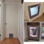 NAMSAN Cat Door Interior Door, Brown, Flap Opening 7.1" x 7.3", 4 Way Locking Cat Door for Exterior Door, Weatherproof Pet Door for Cats Small Dogs, Cat Flap Doors for Wooden/Metal Door, Window