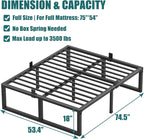Full Size Bed Frame, 18 Inch Heavy Duty Support 3500 lbs Metal Platform, No Box Spring Needed/Noise Free/Non-Slip/Steel Slat Support/Easy Assembly