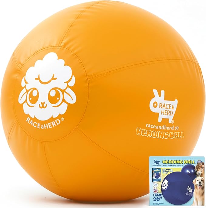 Race&Herd 30" Original XXL Herding Ball for Dogs - Giant Herding Dog Ball Australian Shepherds, Herding Toys, Dog Training Toy for Large Breeds, Dog Toy for Outdoor Play (Large Dogs/Horses, Yellow)