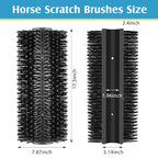 3 Pack Livestock Scratching Brush, Black | Animal Scratcher, Itch Relief Grooming, Horse Goat Cow Scratcher, Fence Post Mounting, Durable Bristles, Farm Livestock Care
