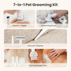 Pecute 7-in-1 Dog Grooming Vacuum & Dryer for Heavy Shedding | 10000Pa suction, adj suction & temp, home & salon use, 55dB low noise, 1.7L dust cup, reduces flying hair, easy cleanup