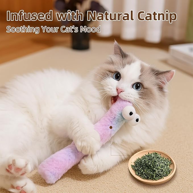 Cat Toys Pillows,3 Pack, Catnip Inside,Soft and Durable Kick Sticks with Crinkle Sound, Interactive Indoor Kitten Play and Exercise Toy 12.5 Inches