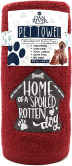 DAN RIVER Dog Towel - Pack of 1, 100% Cotton, 20x40, Ultra Soft 450 GSM, Super Absorbent & Quick Drying Towel for Dogs, Cats, and Other Pets, Salsa.