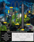 SEAOURA Aquarium Heater, 200W Fish Tank Heater for 20-40 Gallon, Small Submersible Heater for Turtle Tank with Temp Probe Digital Display Adjustable Safety Protection, Automatic Power Off