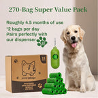 270 Counts Dog Poop Bags Rolls with Dispenser & Leash Clip, Scented Poop Bags for Dogs Waste, Extra Thick & Leak Proof for Poop Doggie Puppy Pet Waste, 9" x 13", Green