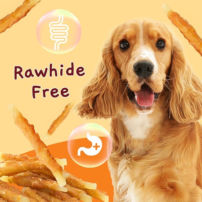 Jungle Calling Rawhide Free Treats for Dogs, Chicken Wrapped Cod Sticks Dog Treats, Soft Chewy Snacks for Training Rewards, 10.6 oz (Chicken)