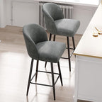 Counter Height Bar Stools Set of 2,360° Swivel Barstools with High Back and Metal Legs,26" Seat Height, Upholstered PU Leather Bar Chairs for Kitchen Island, Dining Room,Cafes,Grey