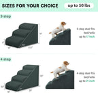 Dog Stairs Steps for High Bed, 3 Steps Pet Steps for Small Dogs Non-Slip Removable Washable Cover Ramp for Indoor Outdoor Car Couch Sofa, Dark Gray