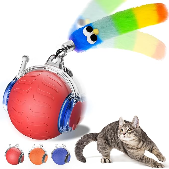UPSKY Interactive Cat Toy Ball for Indoor Cats, Automatic Moving Electric Rolling Cat Ball Toy, 3-Speed Modes Smart Kitten Toys with Sounds, USB Rechargeable & Sturdy for Bored Kittens/Adult Cats