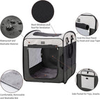 Dog Kennels and Crates for Medium Dogs, Portable Pop Up Indoor Pet Cage with Sturdy Wire Frame, Collapsible Travel Crate Soft Sided Cat Bag Escape Proof (Gray, 32.0" L x 21.0" W x 26.0" H)