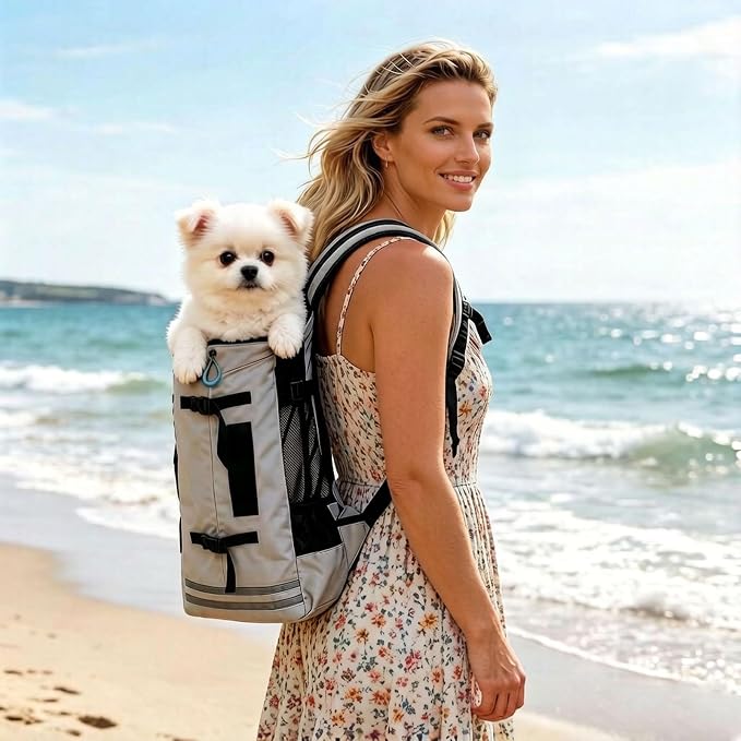 Big Dog Backpack Carrier, Black-L | Extra Large Pet Carrier for 66lbs Dogs, Fully Adjustable Water-Resistant Dog Travel Bag for Hiking Cycling Outdoor Adventures