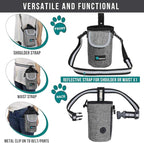 PetAmi Dog Treat Pouch, Large Pet Training Treat Pouch with Pocket, Dog Trainer Essentials Supply Holder with Poop Bag Dispenser, Training Bag for Kibbles Toys, 3 Ways to Wear (Gray)