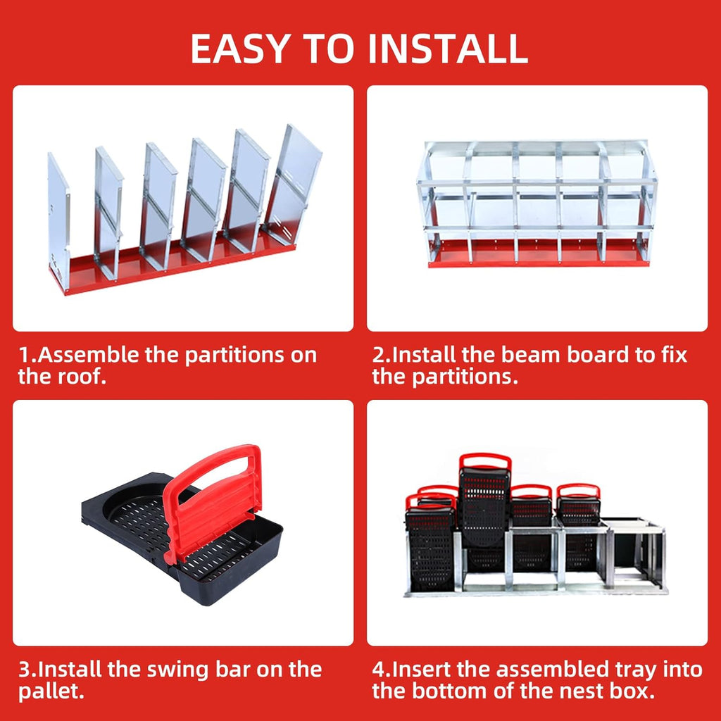 Chicken Nesting Box, 8 Hole 2 Layer Hen Nest Box, Roll Away Eggs Laying Box,Cleanable Pull Out Hen Roosting Box