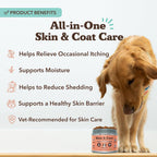 Natural Dog Company Omega Skin & Coat Chews, Vet Strength Supplement, Itchy Skin Relief, Moisture Balance & Coat Hydration, Biotin & Vitamin E, Dry Skin Care, Vet-Recommended, USA Made, 90 Ct