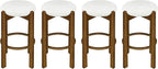 Christopher Knight Home Lilac Modern Counter Height Bar Stools Set of 4, Fabric Round Stool Chair for Kitchen Island, Wood Dining Room Chair, Upholstered Counter Stool with Footrest,Dark Walnut+Ivory