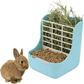 2 in 1 Food Hay Feeder for Guinea Pig, Rabbit Feeder, Indoor Hay Feeder for Guinea Pig, Rabbit, Chinchilla, Feed Bowls Use for Grass & Food (Blue)