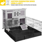 Aivituvin 47" Two Story Rabbit Hutch Bunny Cage with Wheels, Indoor Outdoor Guinea Pig Cage with 2 Deep No Leak Tray