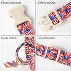 DOGWONG American Flag Dog Collar, Patriotic Independence Day Dog Collar Soft Fabric Pet Dog Collars, Boy Red White and Blue Necklace for Small Medium Large Dogs