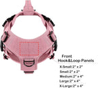 ICEFANG No Pull Tactical Dog Harness for Large Dogs,Adjustable Dog Vest | Control Handle,MOLLE Panel,Front Hook,3 Leash Clips,Soft Padded,for walking training,Pink,Large