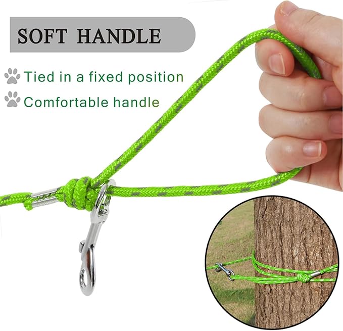 Reflective Cat Leash -50FT Cat Cable Out Escape Proof Walking Leads Yard Long Durable Safe Leash Traning Play Outdoor for Puppies/Kittens/Small Animals(Green)