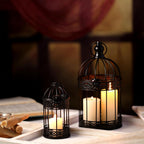 Sliner 4 Pcs Bird Cage Decorative Candle Holder Vintage Candle Holder Cage Lanterns Model for Modern Table House Home Decoration(Black)