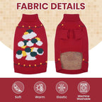 BRKURLEG Christmas Dog Sweaters for Cold Weather, Warm Turtleneck Sweaters for Small Dogs, Xmas New Year Pullover Knitted Sweatshirt for Cats, Dachshund, Poodle, Shih Tzu (Red, S)