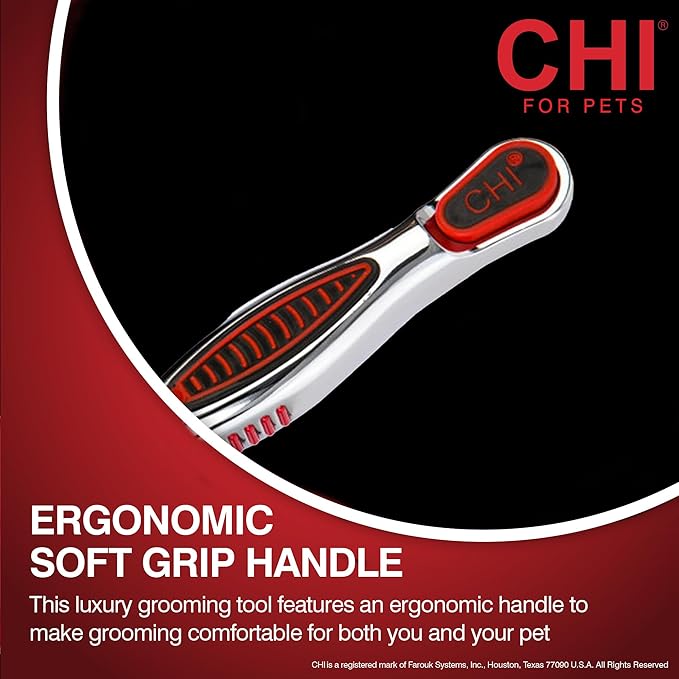 CHI for Dogs Dematting and Deshedding Undercoat Rake, Dog Grooming Tool for Long Hair and Double Coats, Rounded Blade Teeth Help Remove Mats and Loose Undercoat, Detangling Rake for Shedding Control