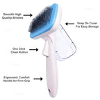 Pet Slicker Brush - Self Cleaning Brush for Dogs & Cats w/Retractable Bristles for All Hair Types - Massaging Pins Remove Tangles & Mats Painlessly - Durable Grooming Tool for Dogs & Cats