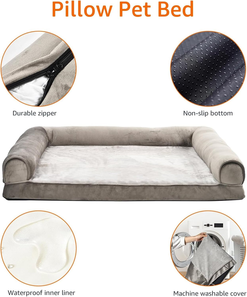 Amazon Basics Dog Bed with Cooling Gel Memory Foam, Pressure-Relief Support for Dogs up to 90lbs, Non-Slip Bottom, Machine Washable Cover, Extra Large Sized (44" x 35"), Brown