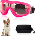 Dog Goggles Small Breed Dog Sunglasses with Adjustable for UV Protection Eyewear Doggy Doggie Puppy Glasses Anti-Fog Wind Dust Snowproof (Pink Frame Transparent Lens)